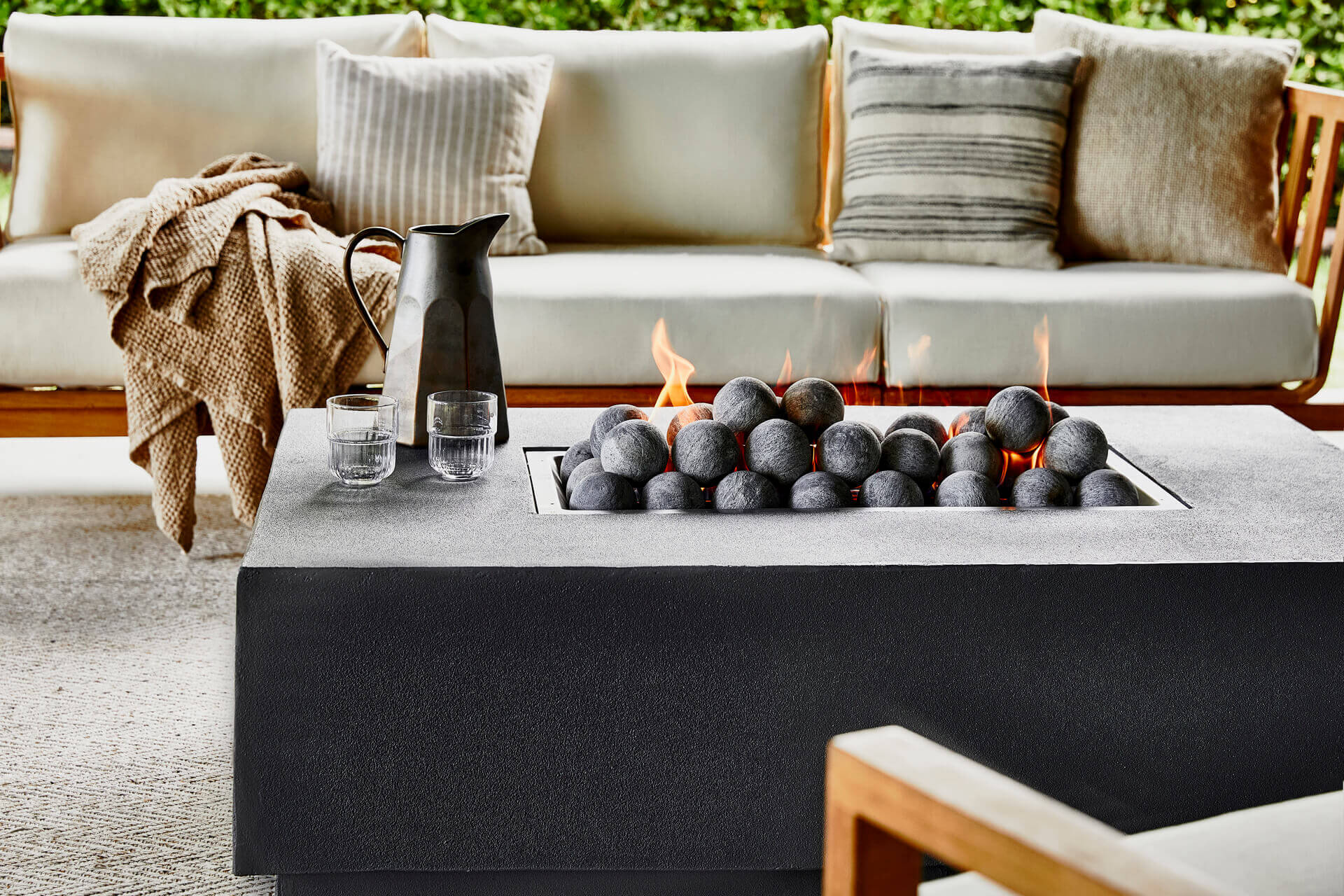 Concrete Fire Pit Table Cooking Set - Rectangular