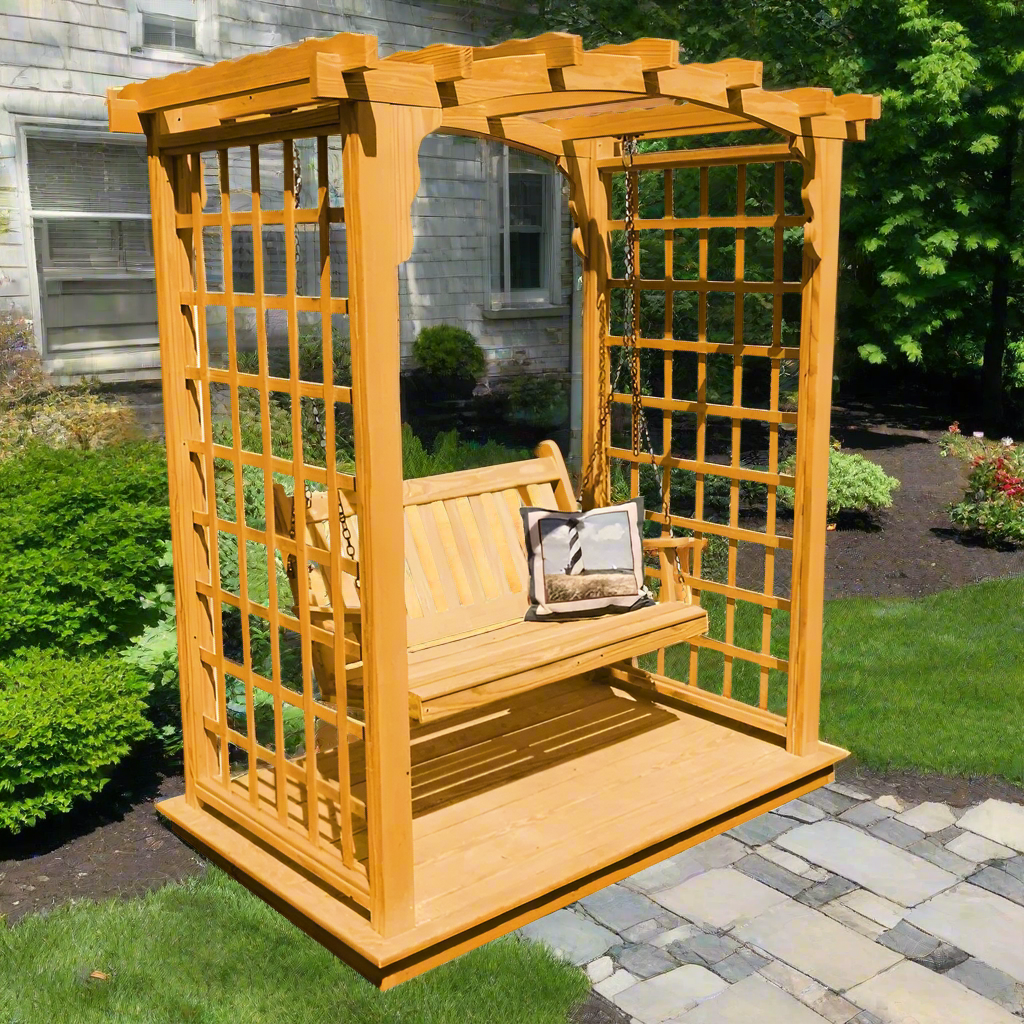 Cambridge Cedar Arbor with Deck and Swing