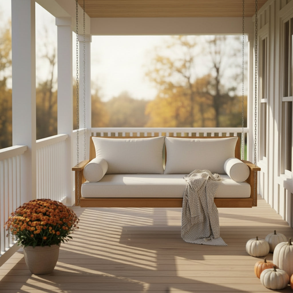 Carlisle Wood Swing Bed Package with Sunbrella Cushions