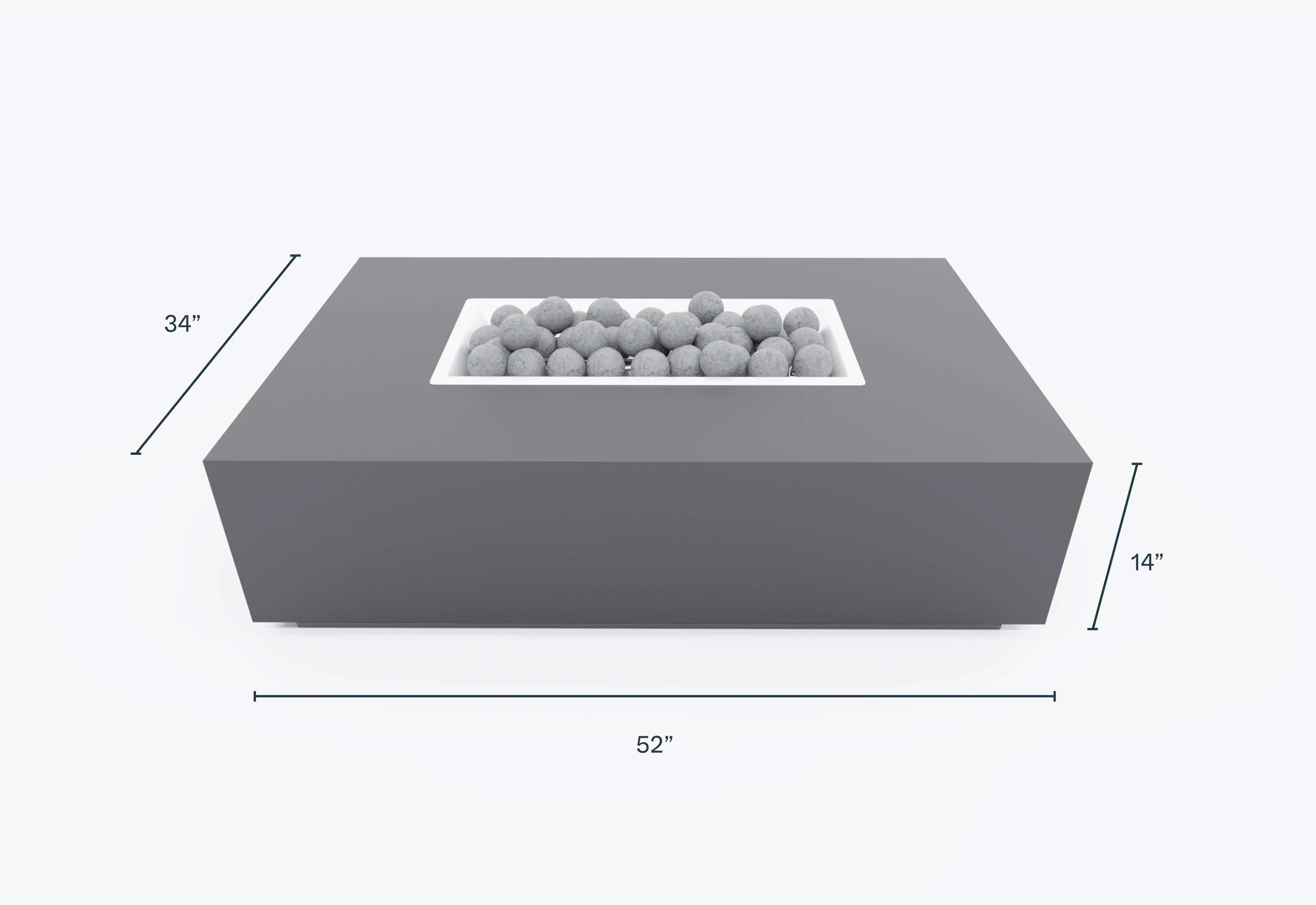 Concrete Fire Pit Table Cooking Set - Rectangular