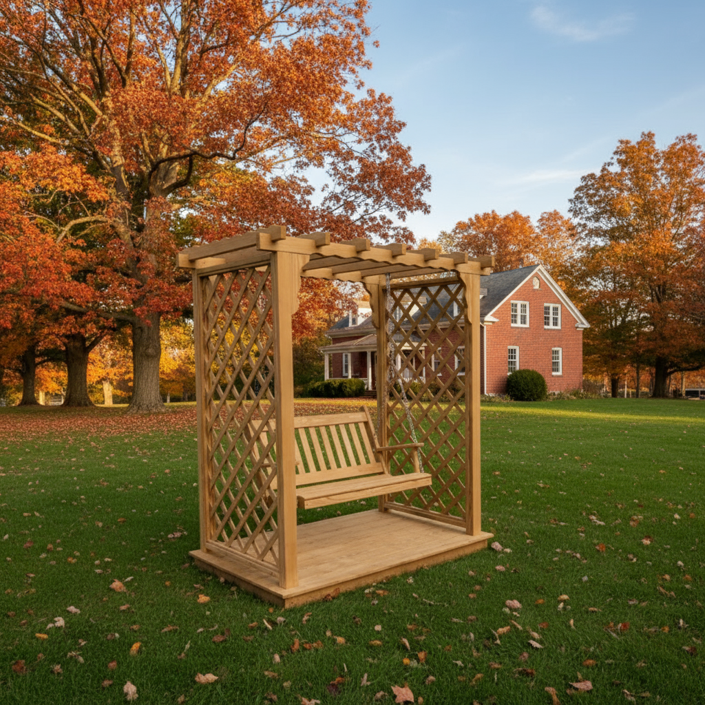 Covington Cedar Arbor with Deck & Swing