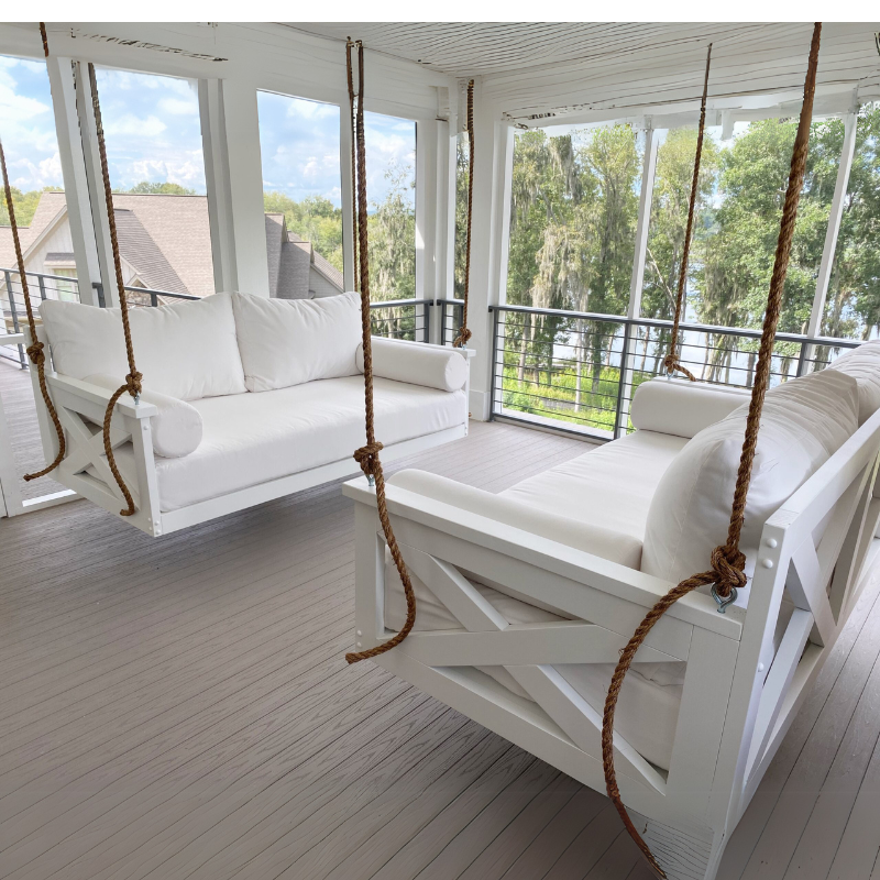 Full-Size Modern Farmhouse Swing Bed **Cushions Included**