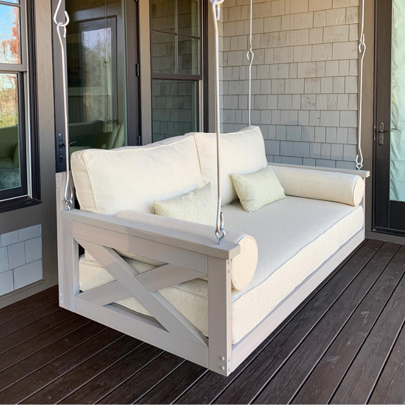 Full-Size Modern Farmhouse Swing Bed **Cushions Included**
