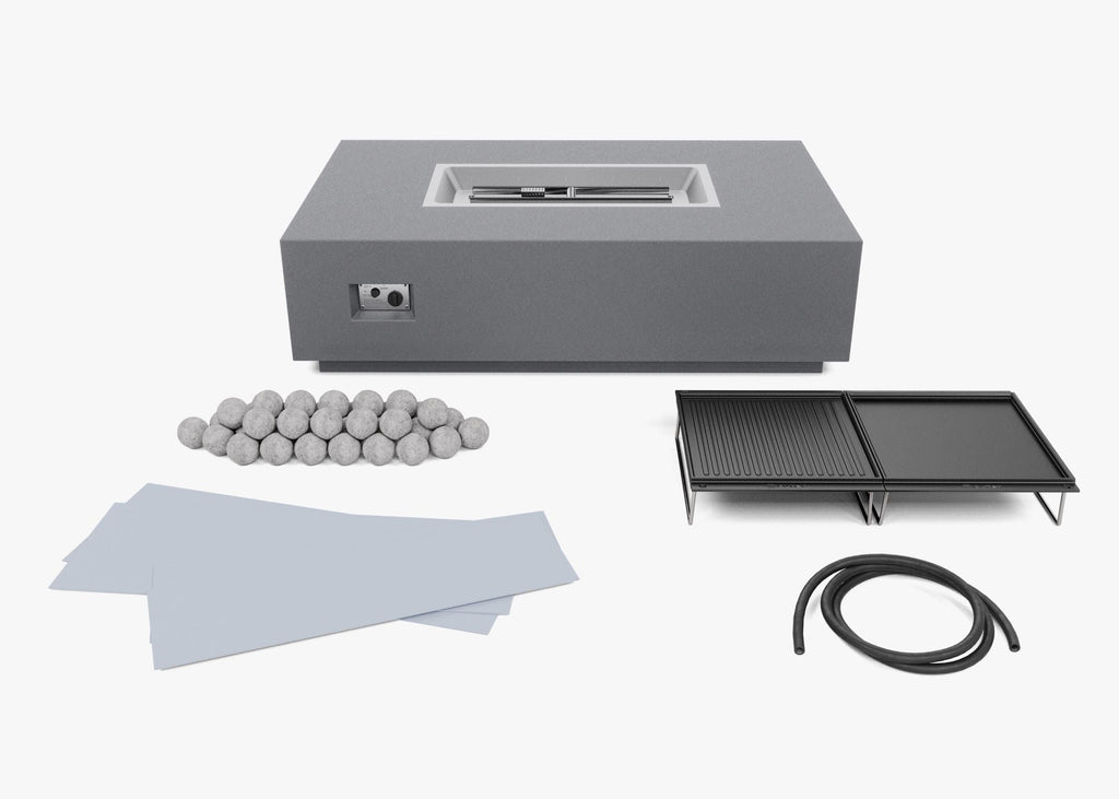 Concrete Fire Pit Table Cooking Set - Rectangular