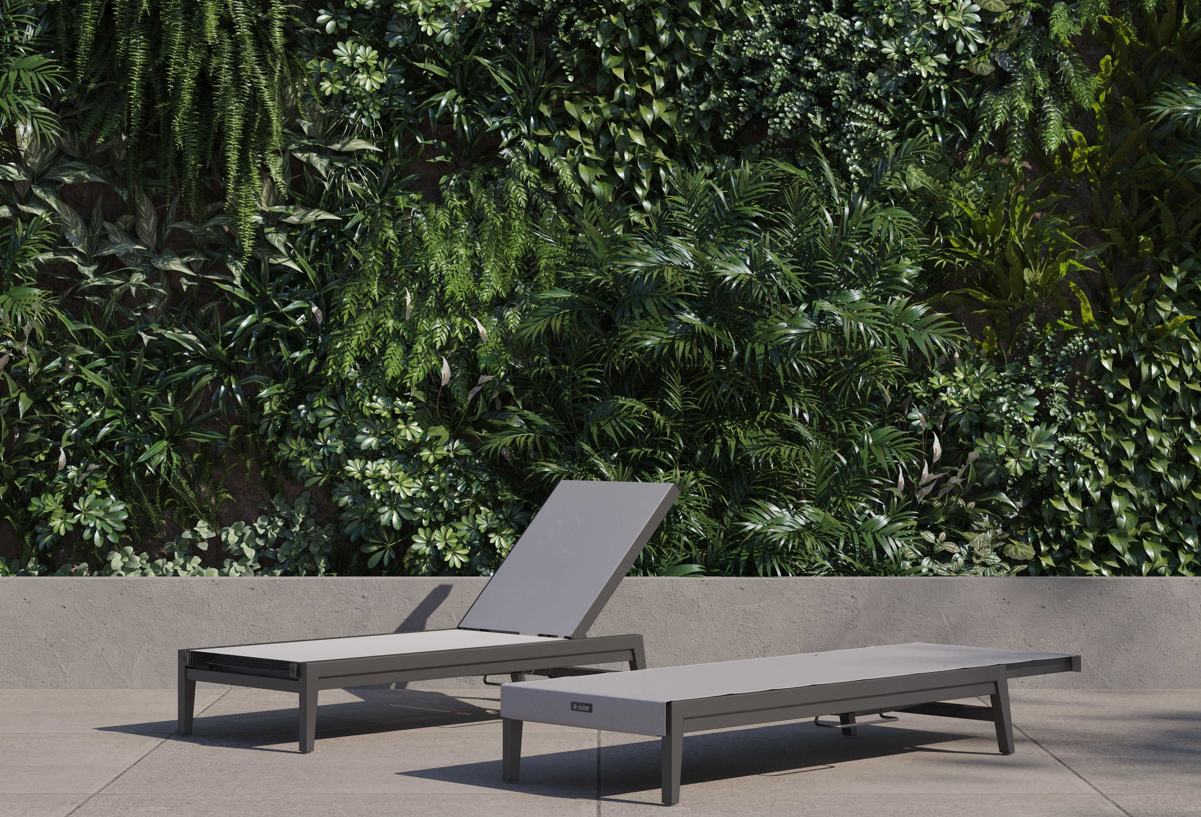 Aluminum Outdoor Infinity Chaise Lounge, Set of 2