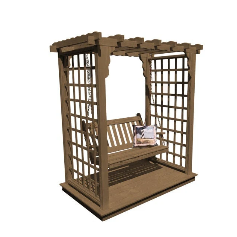 Lexington Cedar Arbor with Deck & Swing