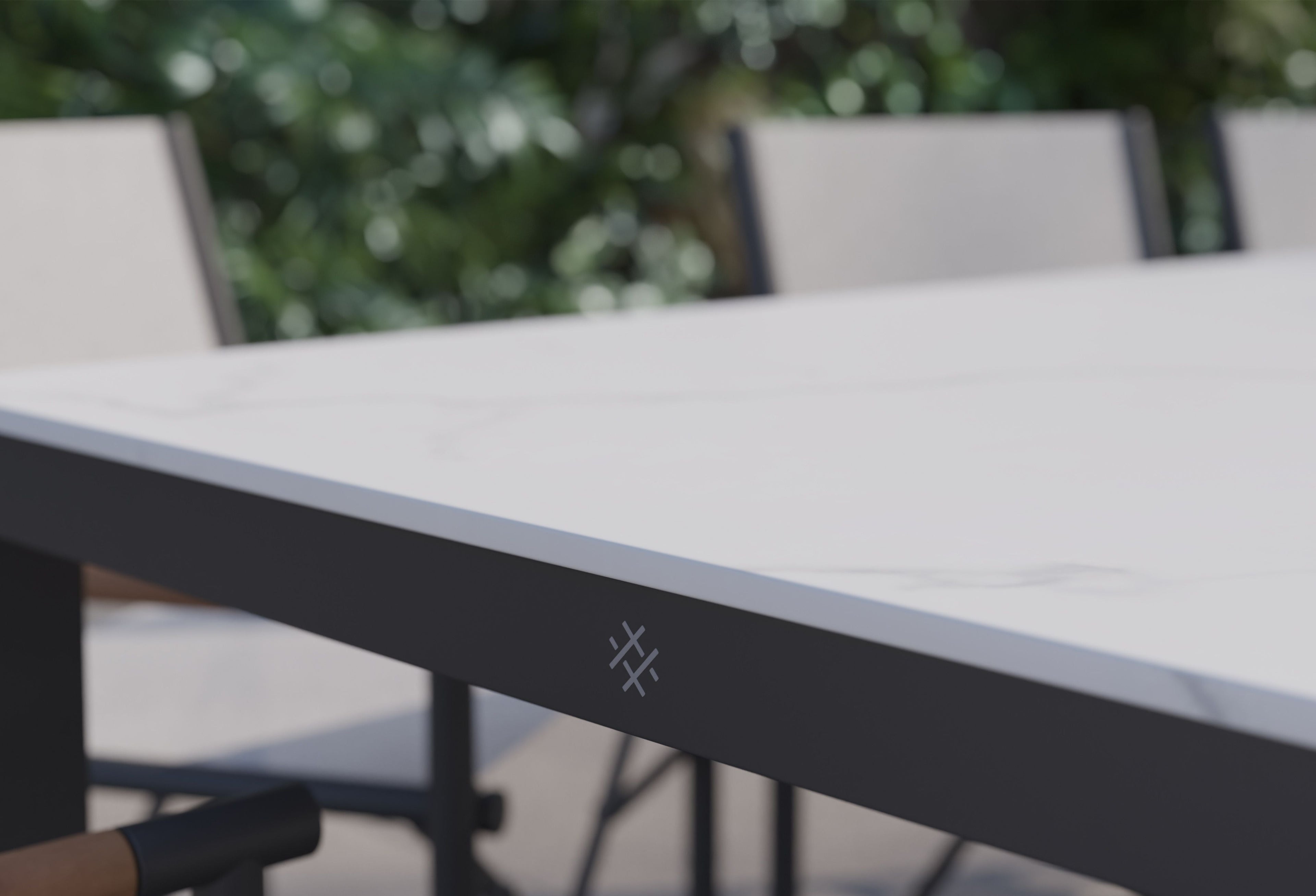 OuterStone Outdoor Dining Table + 8 595 Dining Armless Chairs