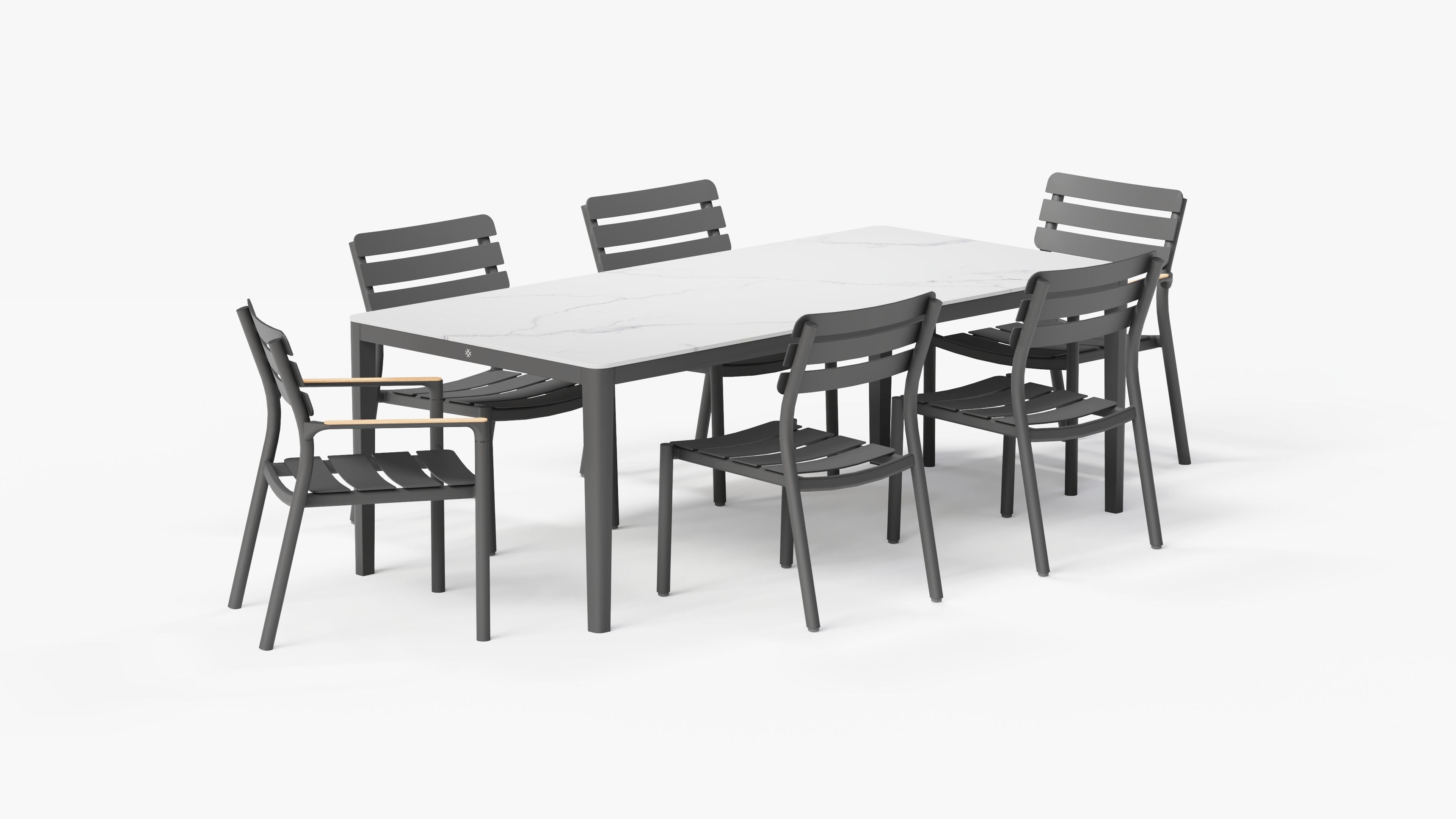 OuterStone Outdoor Dining Table + 2 595 Armchairs + 4 595 Armless Chairs
