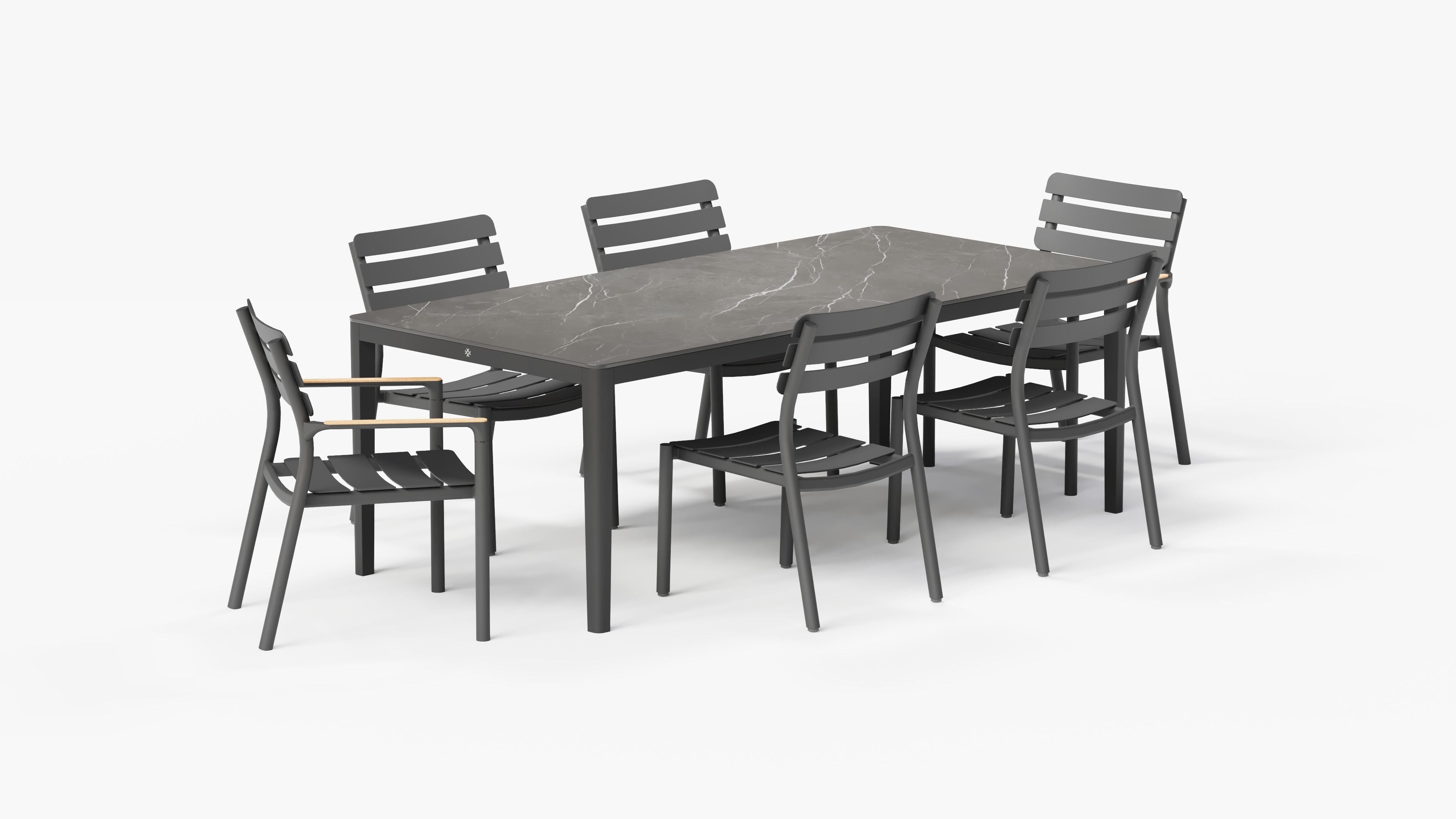 OuterStone Outdoor Dining Table + 2 595 Armchairs + 4 595 Armless Chairs