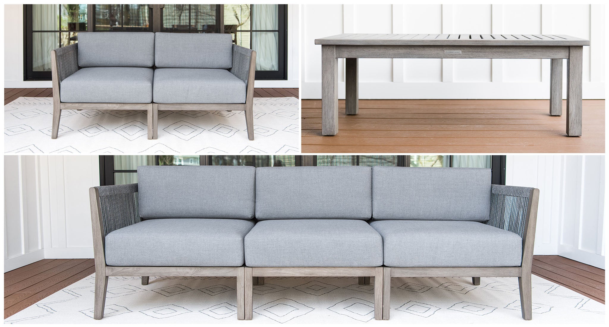 Fiji Teak & Rope Outdoor Sofa & Loveseat Set