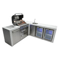 Mont Alpi 400 Deluxe BBQ Grill Island with L-Shape, Beverage Center & Fridge - MAi400-D90BEVFC