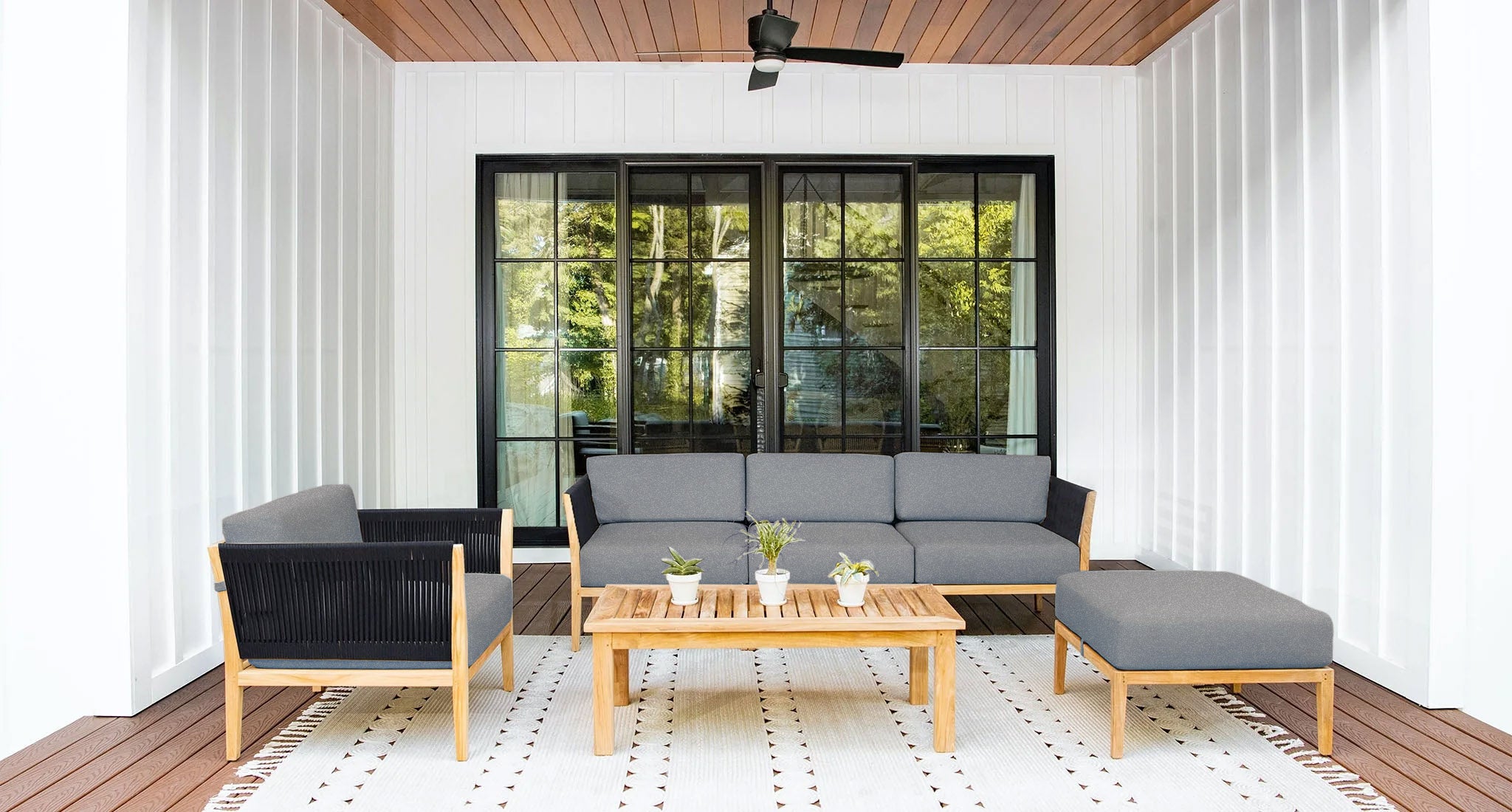 Malibu Teak & Rope Outdoor Sofa Set