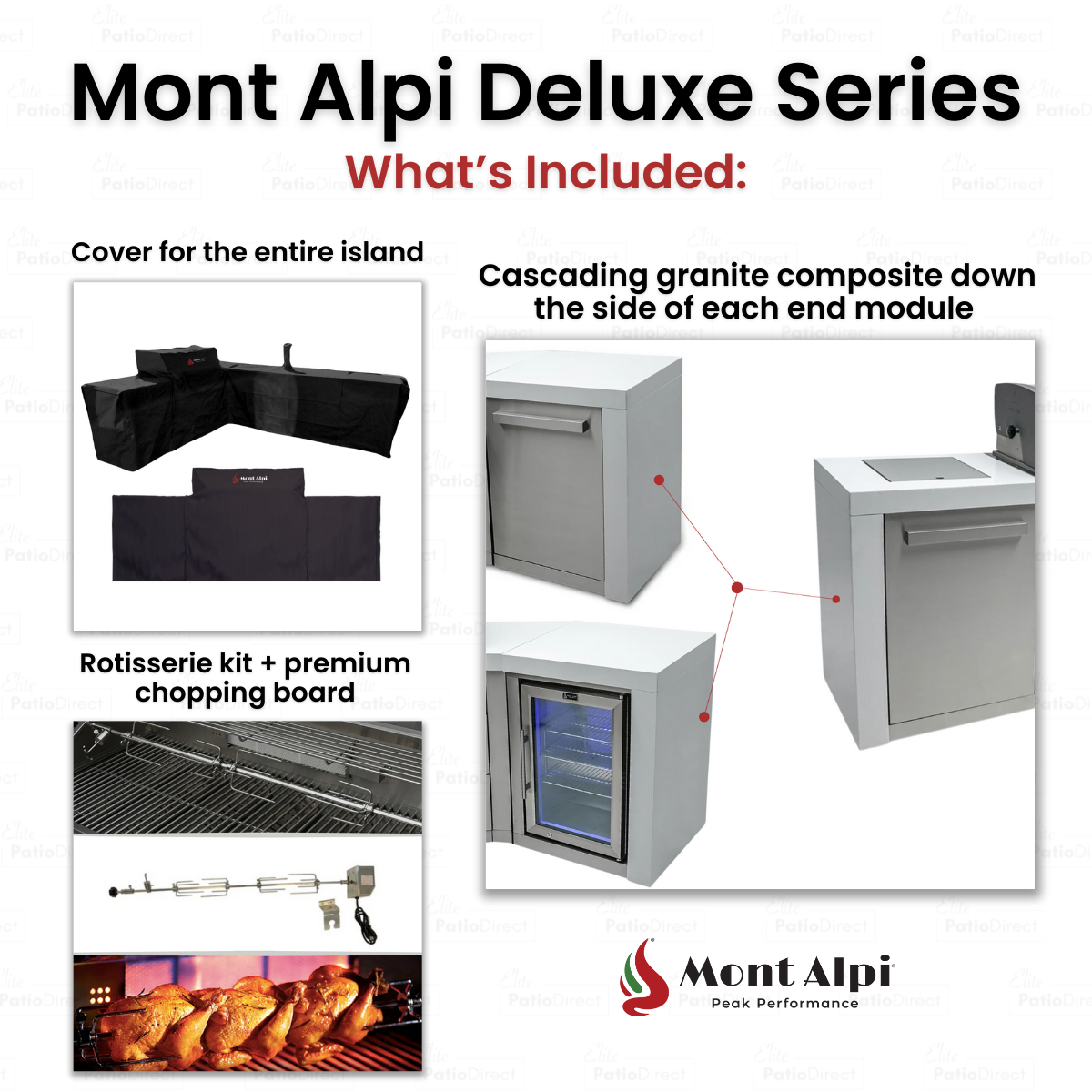 Mont Alpi 400 Deluxe BBQ Grill Island with L-Shape & Beverage Center - MAi400-D90BEV