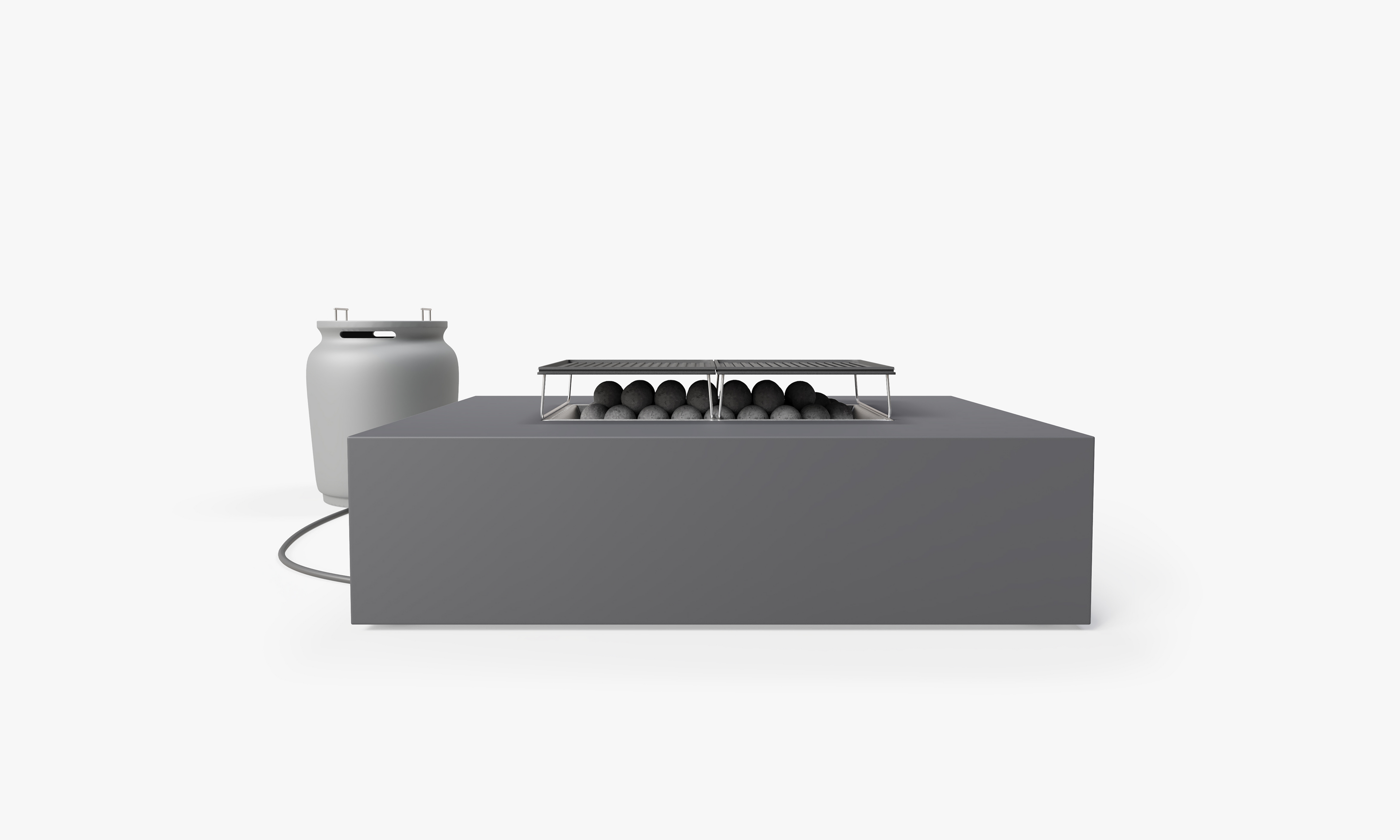 Concrete Fire Pit Table Cooking Set + Propane Tank Cover - Rectangular