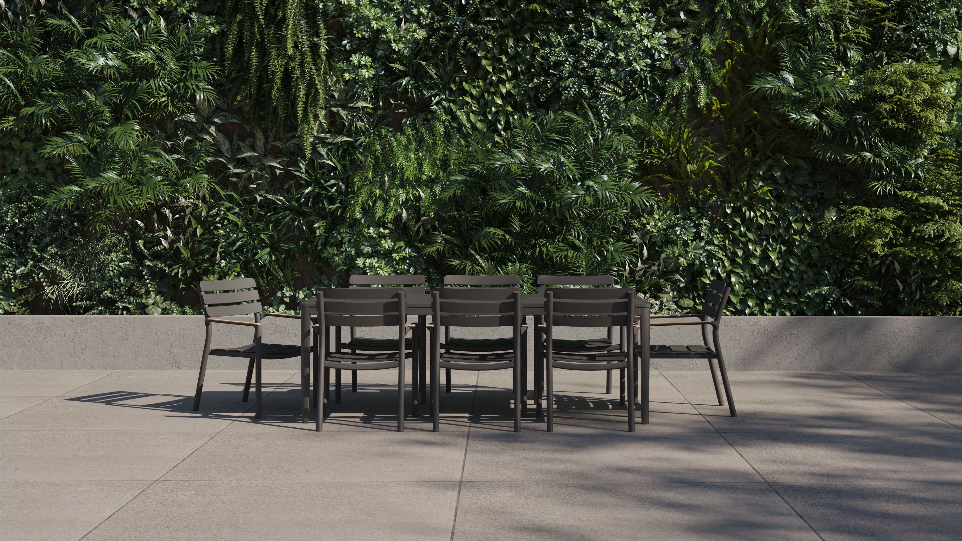 Aluminum Outdoor Rectangular Dining Table + 8 595 Dining Armchairs