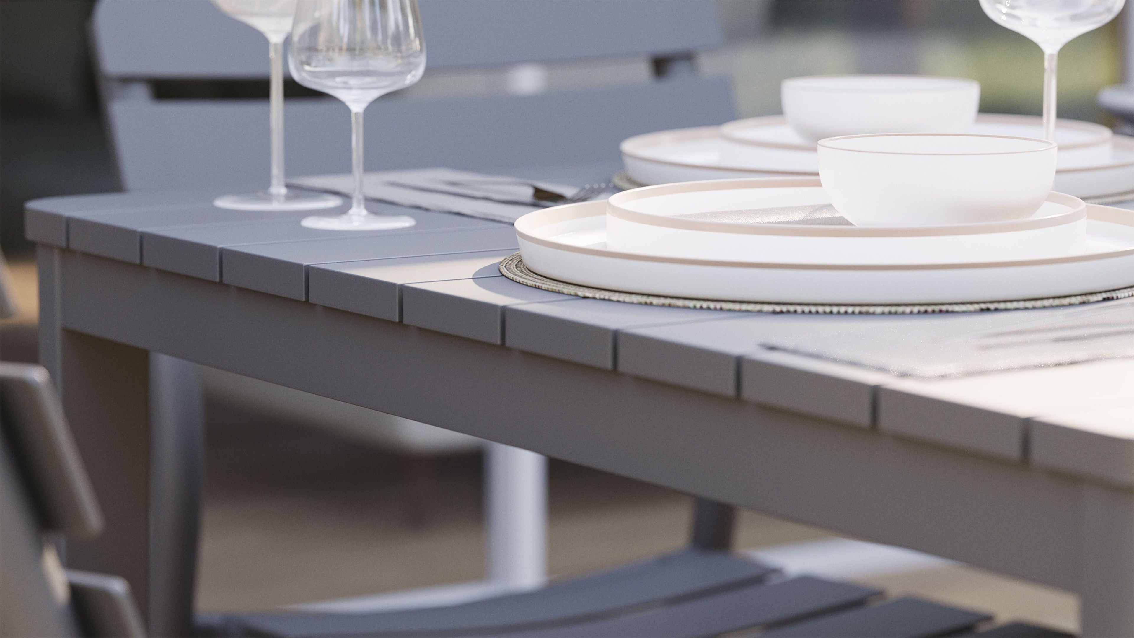 Aluminum Outdoor Square Dining Table + 4 595 Armless Chairs
